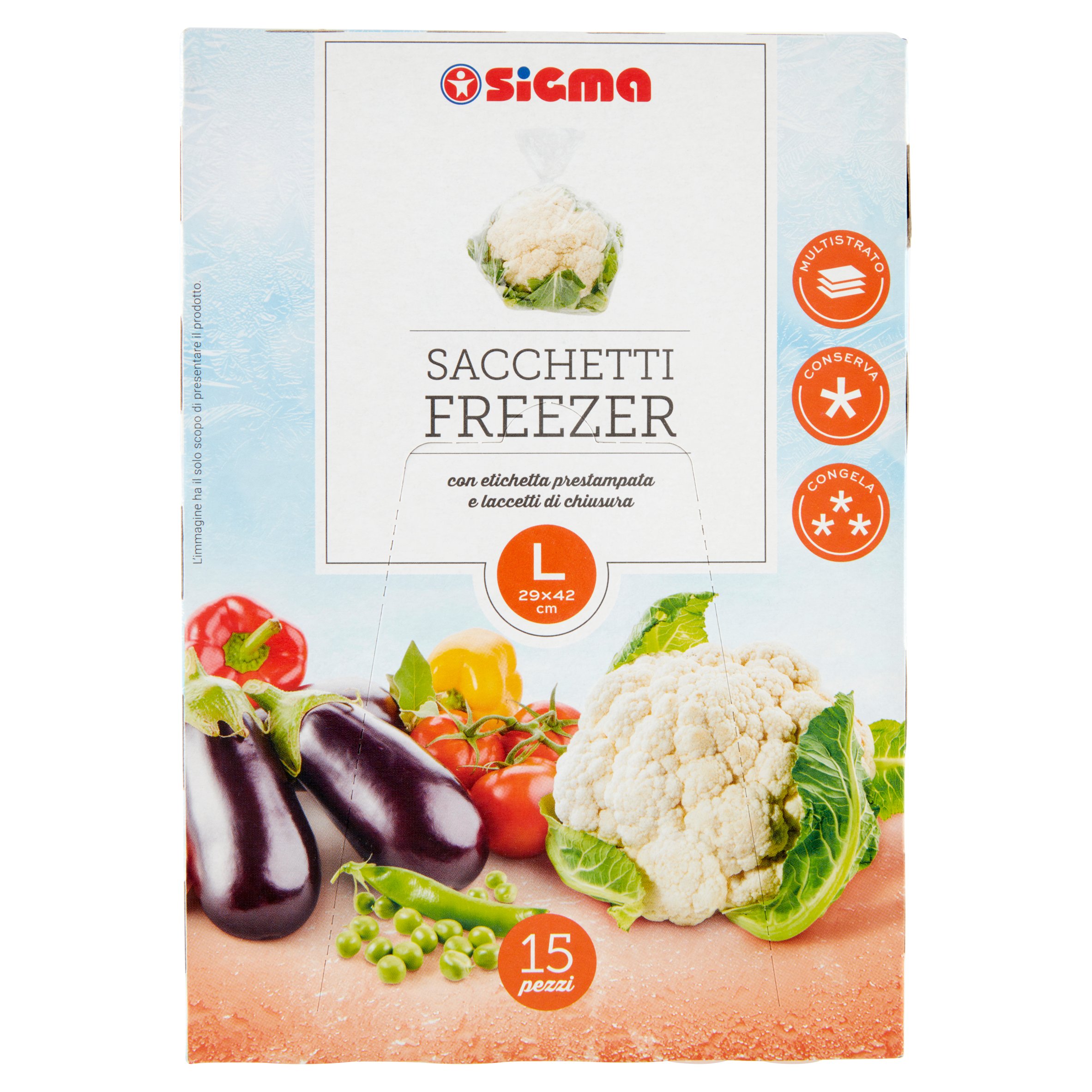 Sigma Sacchetti Freezer L 29x42 cm 15 pz - SuperSIGMA