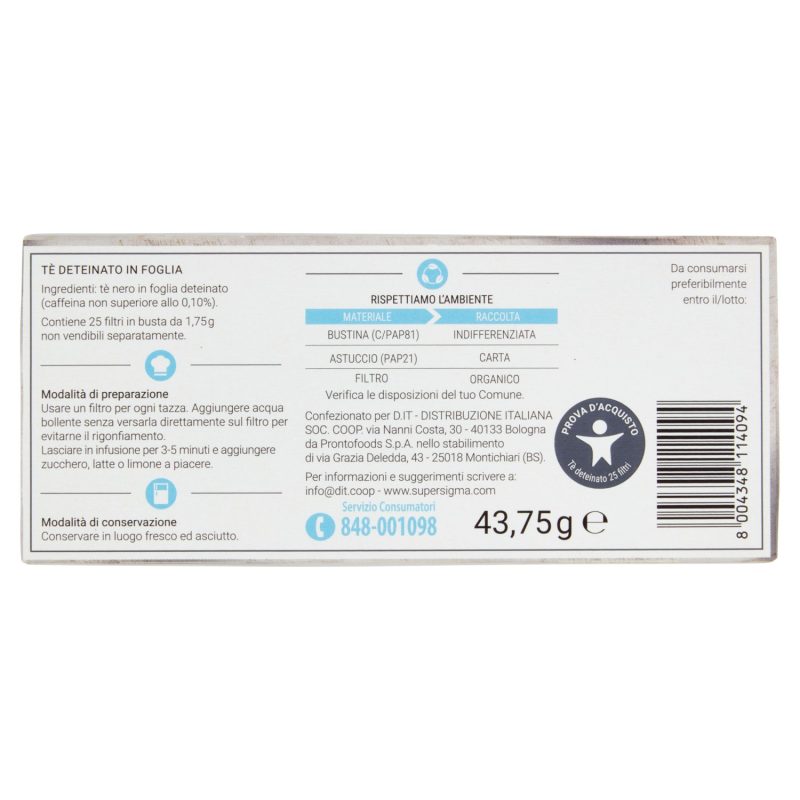 Sigma Tè deteinato 25 x 1,75 g