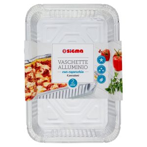 Sigma Vaschette Alluminio con coperchio 6 porzioni 2 pz