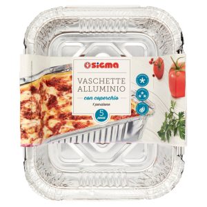 Sigma Vaschette Alluminio con coperchio 1 porzione 5 pz
