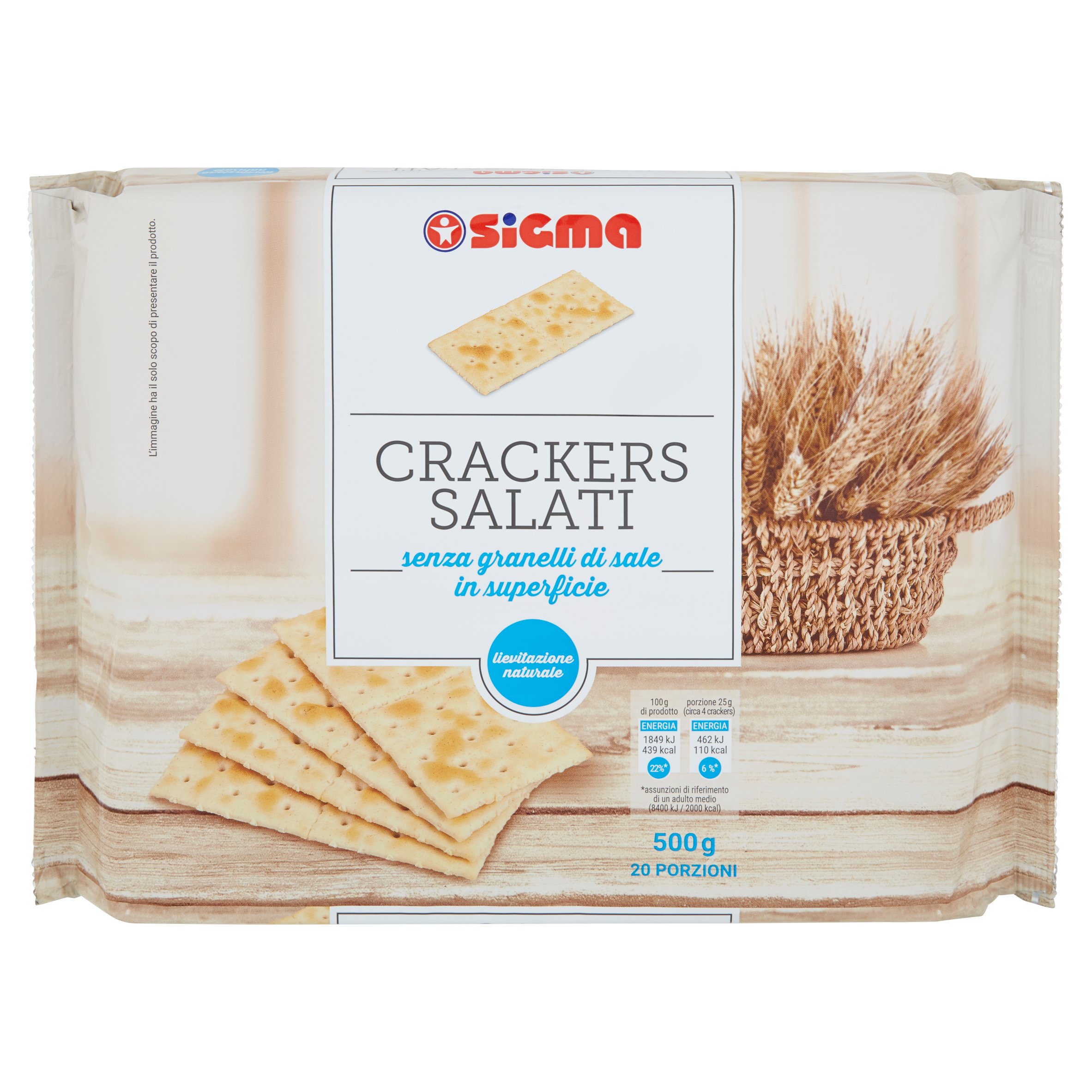Sigma Crackers Salati senza granelli di sale in superficie 20 x 25