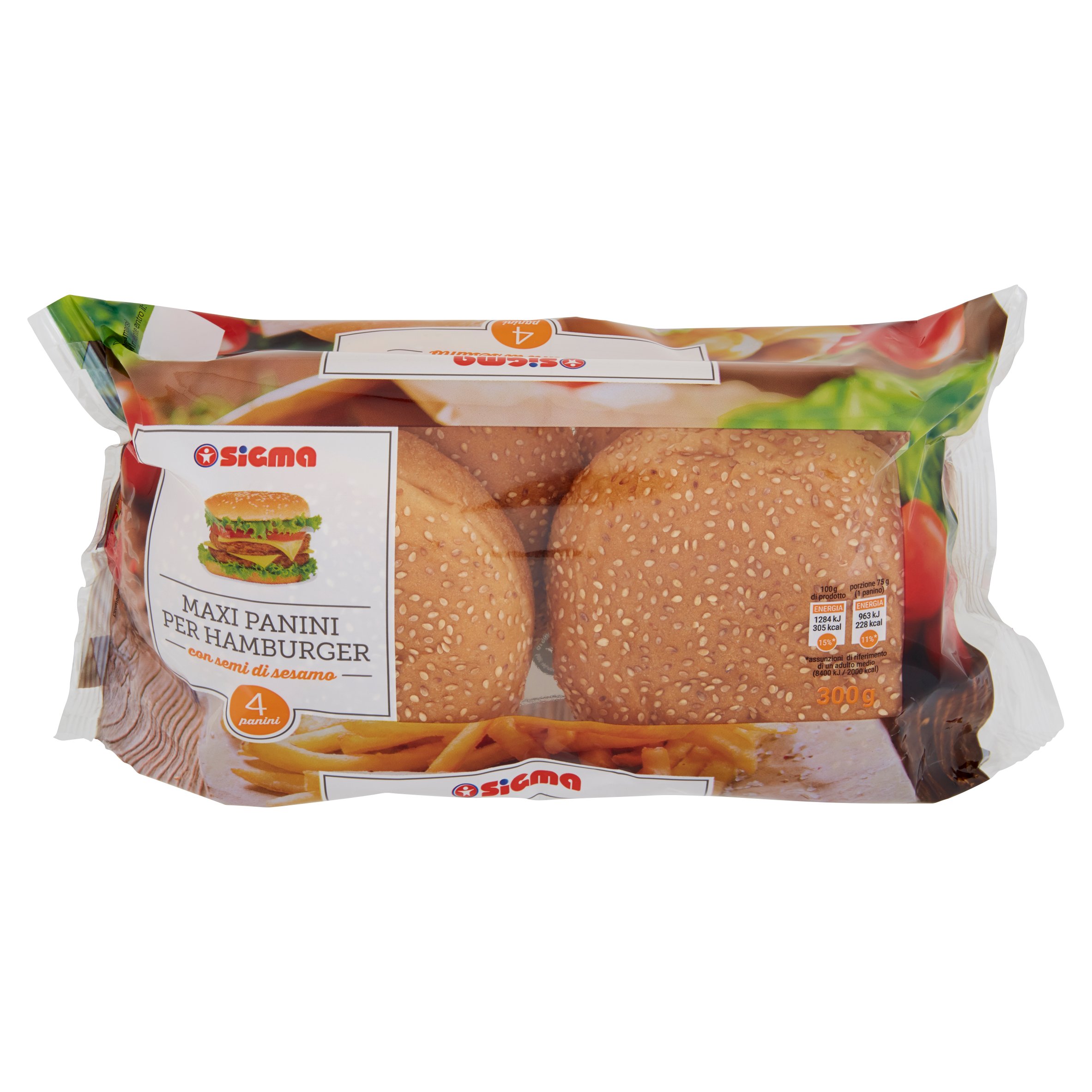 Panini Per Maxi Hamburger Con Semi Di Sesamo 4 X 75 G - Easycoop