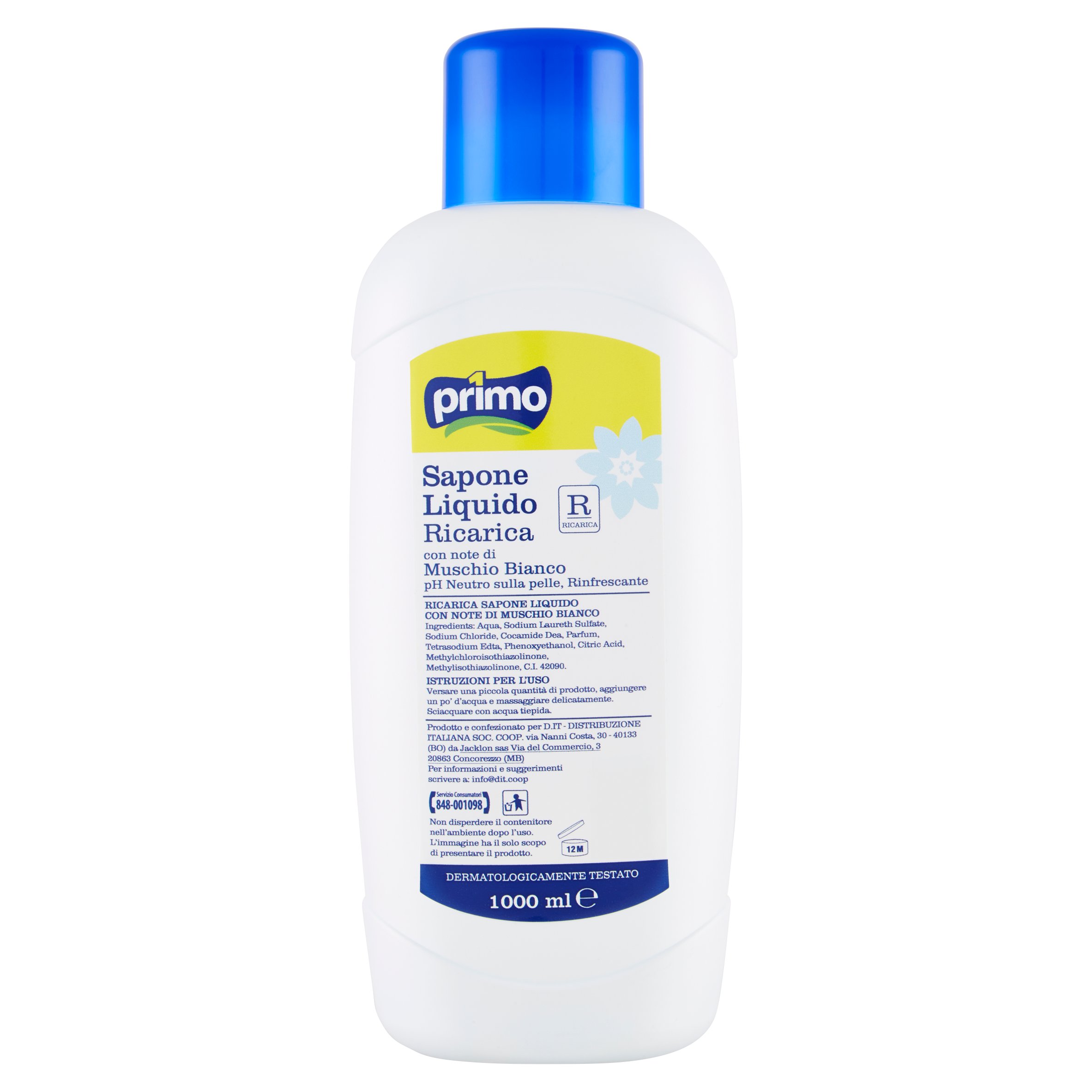 Primo Sapone Liquido Ricarica con note di Muschio Bianco 1000 ml -  SuperSIGMA