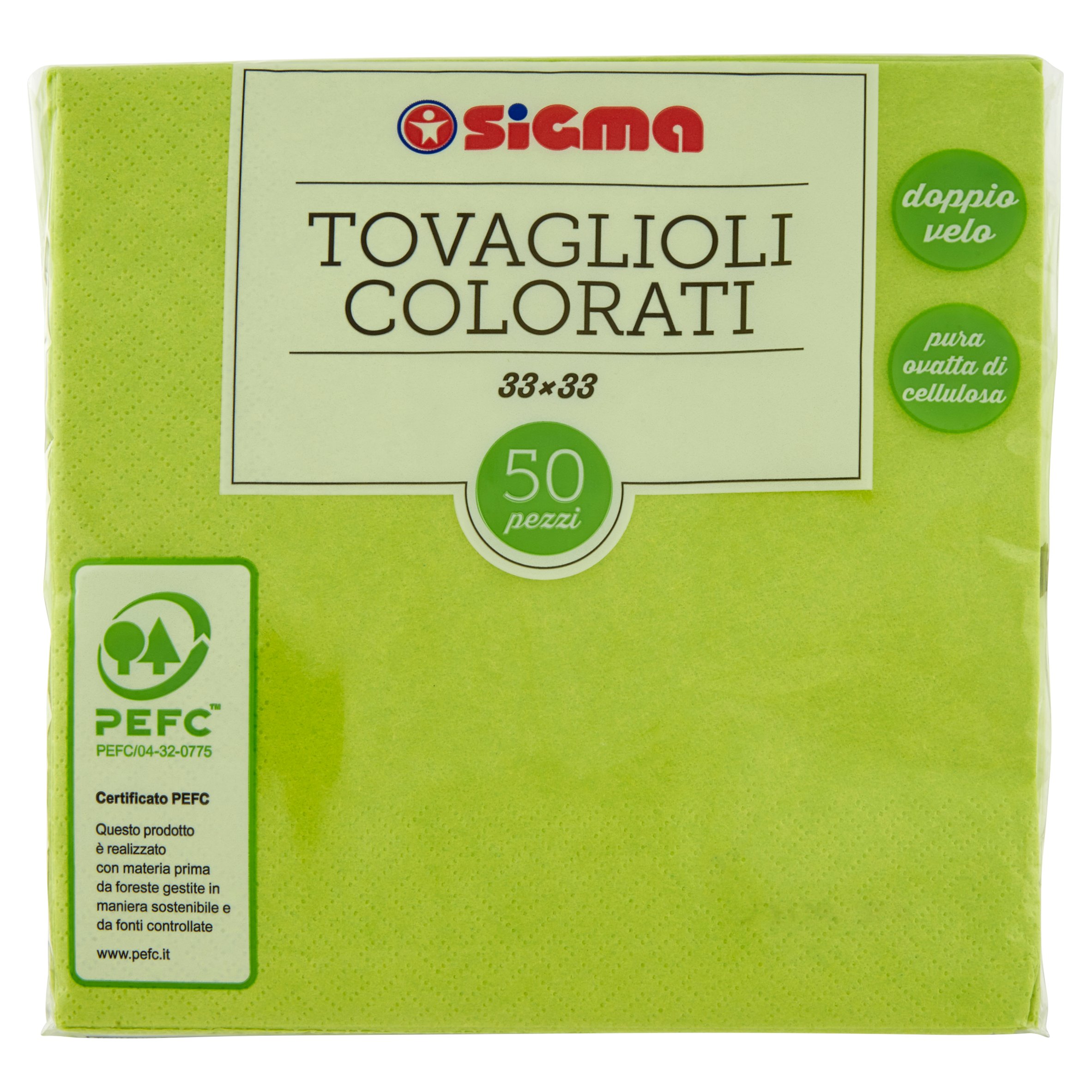 Sigma Tovaglioli Colorati 33x33 verdi 50 pz - SuperSIGMA