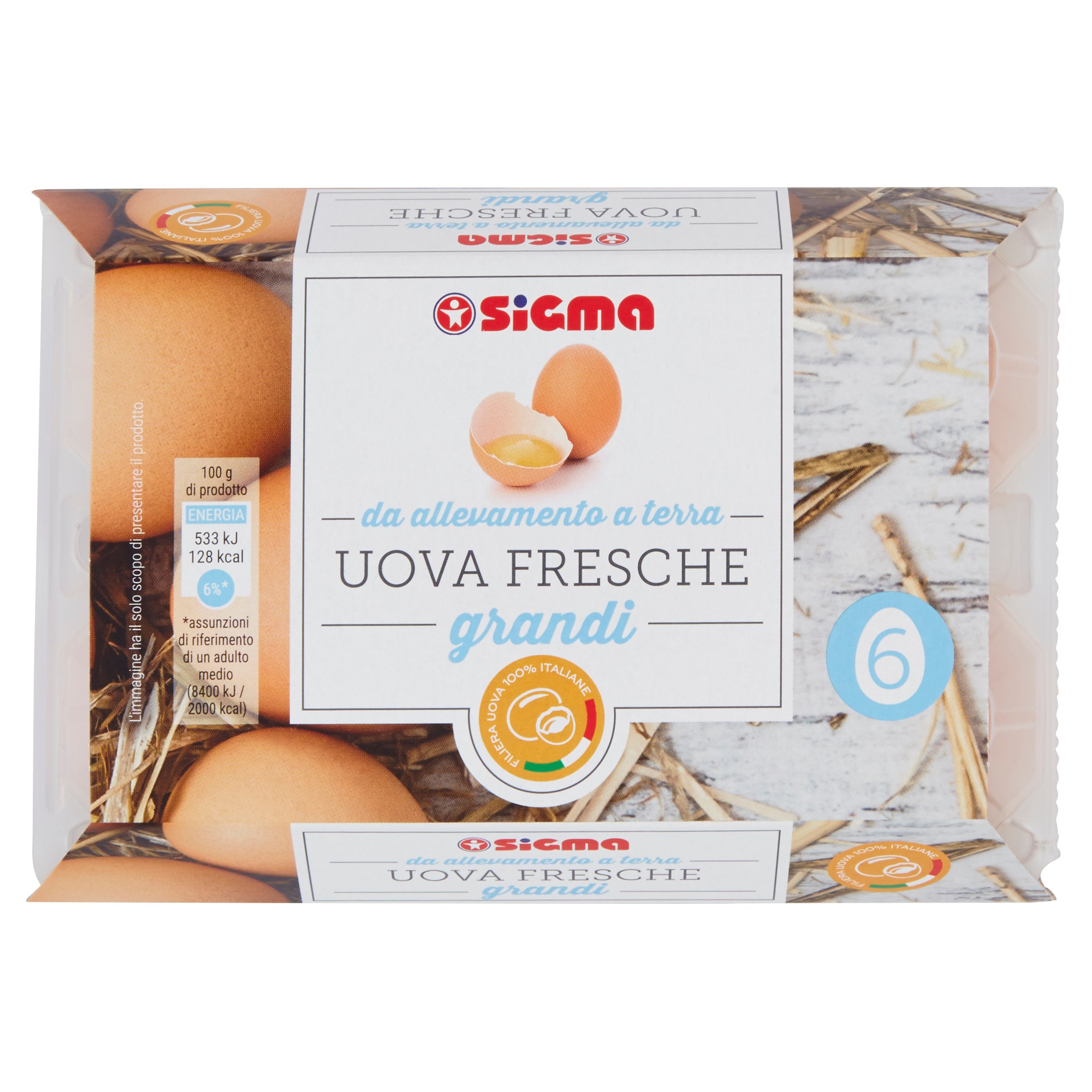 Carrefour Classic Uova Fresche da Galline Allevate a Terra Categoria A  Grandi x6