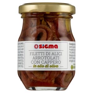 Sigma Filetti di Alici Arrotolati con Cappero in olio di oliva 90 g
