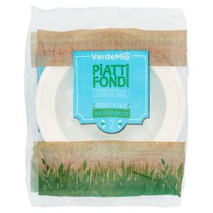 VerdeMio Piatti Fondi Compostabili ecologico 12 pz