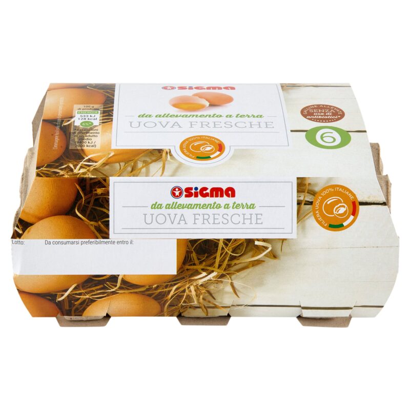 Sigma 6 Uova Fresche da allevamento a terra senza uso di antibiotici 330 g