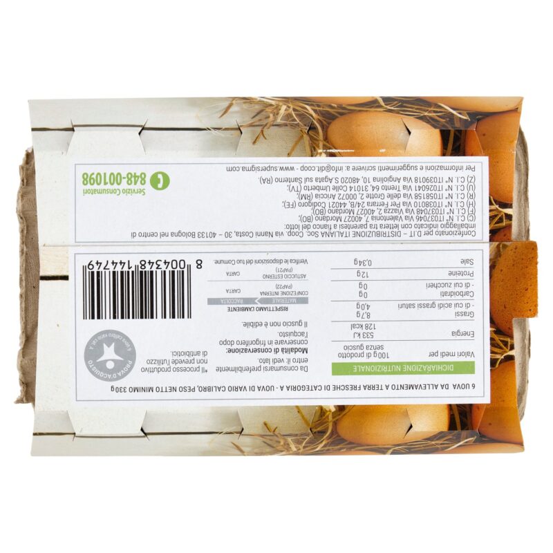 Sigma 6 Uova Fresche da allevamento a terra senza uso di antibiotici 330 g