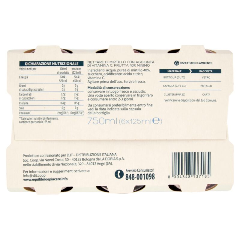 Equilibrio & Piacere Nettare Mirtillo 6 x 125 ml