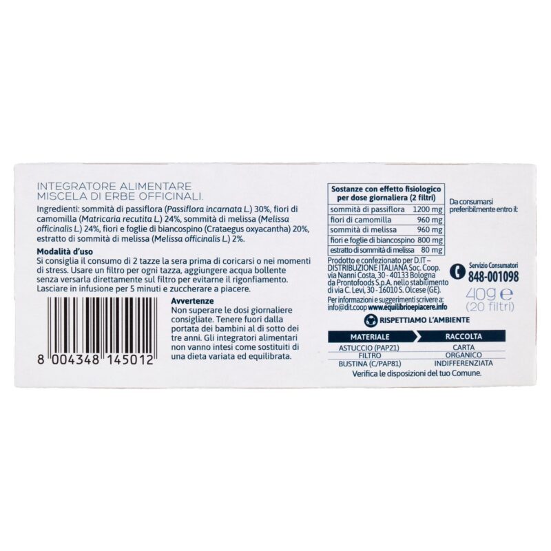 Equilibrio & Piacere Tisana Rilassante 20 filtri 40 g