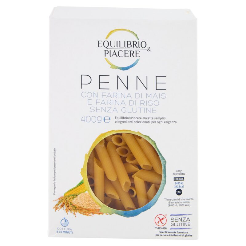 Equilibrio & Piacere Penne con Farina di Mais e Farina di Riso Senza Glutine 400 g