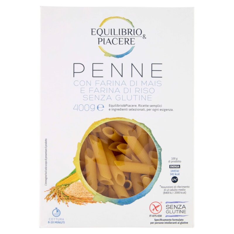 Equilibrio & Piacere Penne con Farina di Mais e Farina di Riso Senza Glutine 400 g