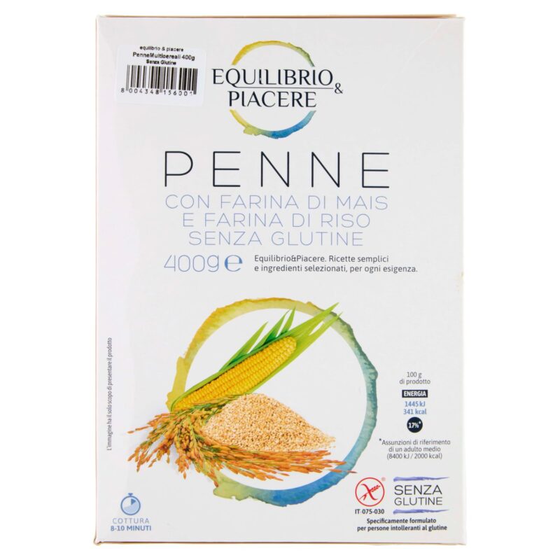 Equilibrio & Piacere Penne con Farina di Mais e Farina di Riso Senza Glutine 400 g