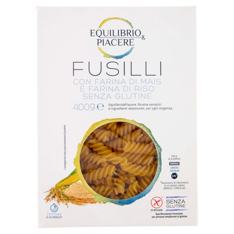 Equilibrio & Piacere Fusilli con Farina di Mais e Farina di Riso Senza Glutine 400 g