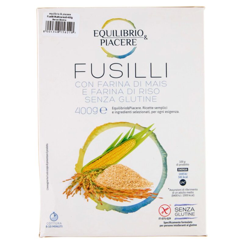 Equilibrio & Piacere Fusilli con Farina di Mais e Farina di Riso Senza Glutine 400 g