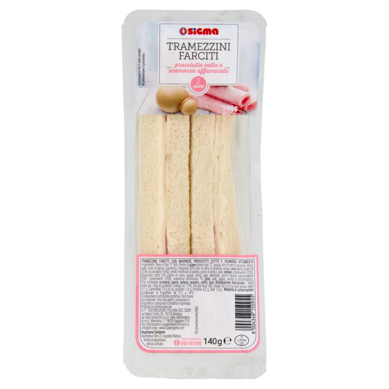 Sigma Tramezzini Farciti prosciutto cotto e scamorza affumicata 140 g