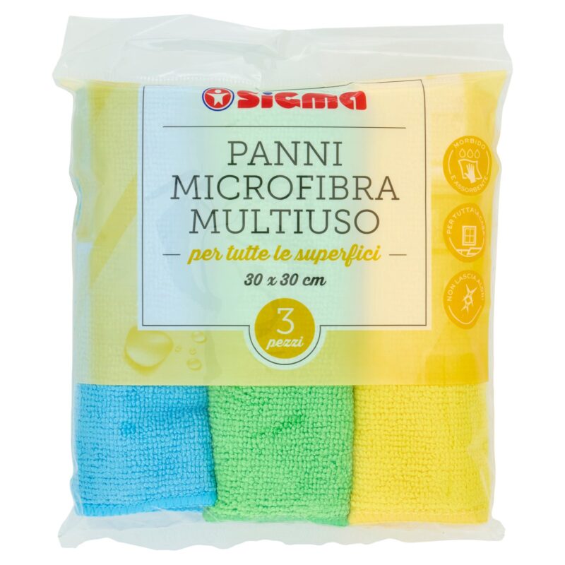 Sigma Panni Microfibra Multiuso 30 x 30 cm 3 pz