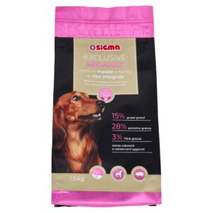 Sigma Exclusive Mini Adult Crocchette Cane maiale e farina di riso integrale 1,5 kg