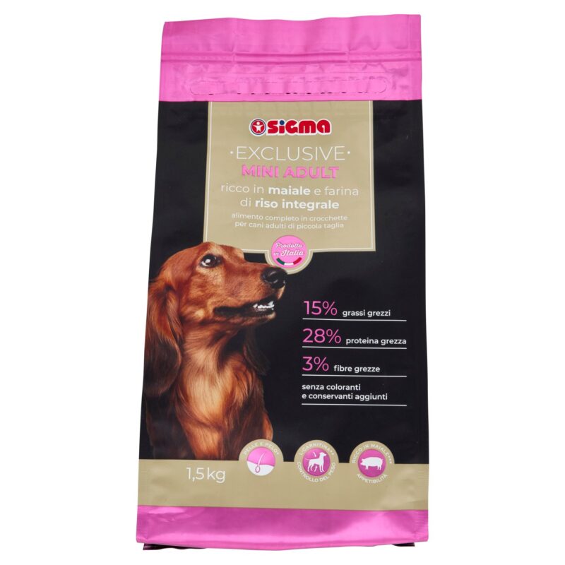 Sigma Exclusive Mini Adult Crocchette Cane maiale e farina di riso integrale 1,5 kg