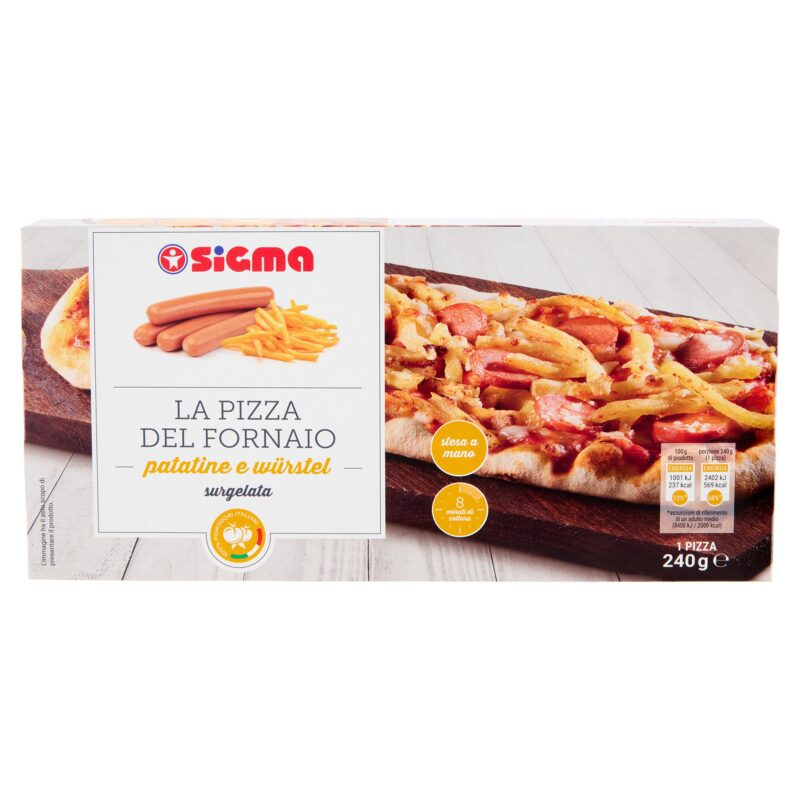 Sigma Pizza del Fornaio patatine e würstel surgelata 1 Pizza 240 g