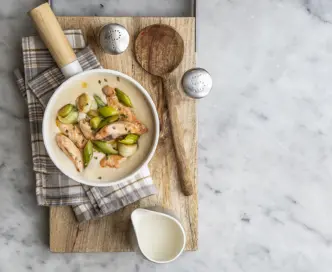 Blanquette  di salmone  e porri
